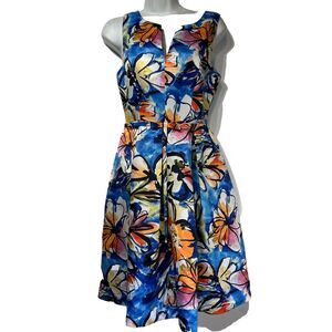 g by garcia sleeveless Pleated Floral A-line Party dress Size S